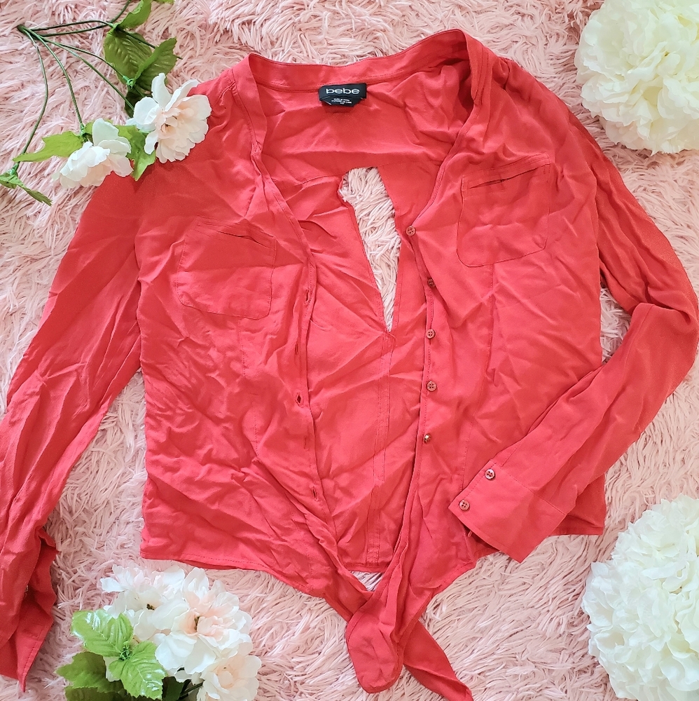 BEBE BLOUSE OPEN BACK